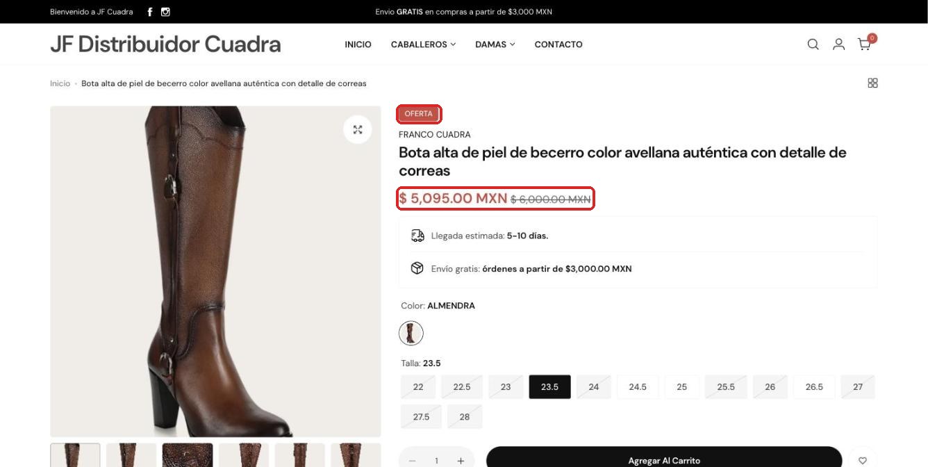 Producto en oferta en la tienda