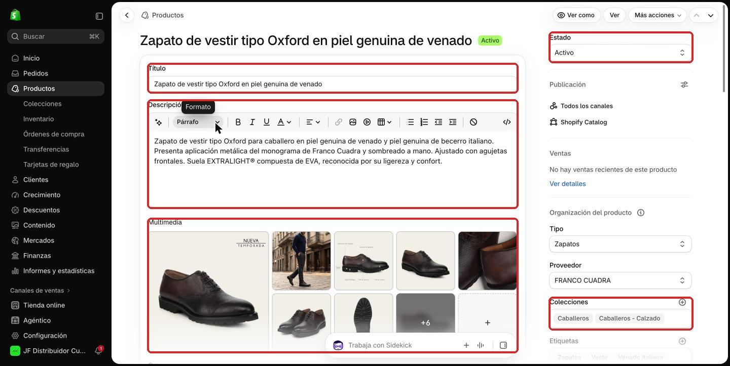 Página de un producto