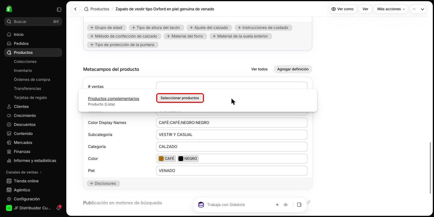 Botón Seleccionar productos